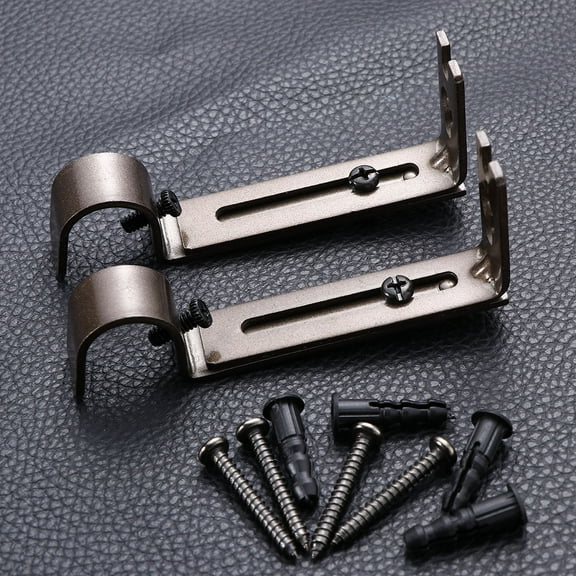 MLINS  2 PCS Drapery Rod Bracket Pole Curtain No Drill Tap Brackets for Rods Coffee