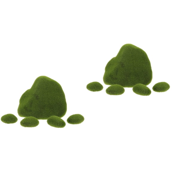 MLINS 2 PCS Perlite Cactus Decor Artificial Moss Stone Fake Moss Rock 14x13cm Green