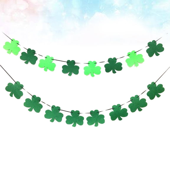 DINHEAROM Shamrock Felt Banner 2-Pack for Party Decoration, Wall Hanging St. Patrick's Day Decor