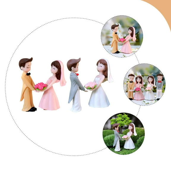 MLINS 2 Pairs Wedding Couple Doll Ornaments Romantic Decorations Lovers Bridegroom
