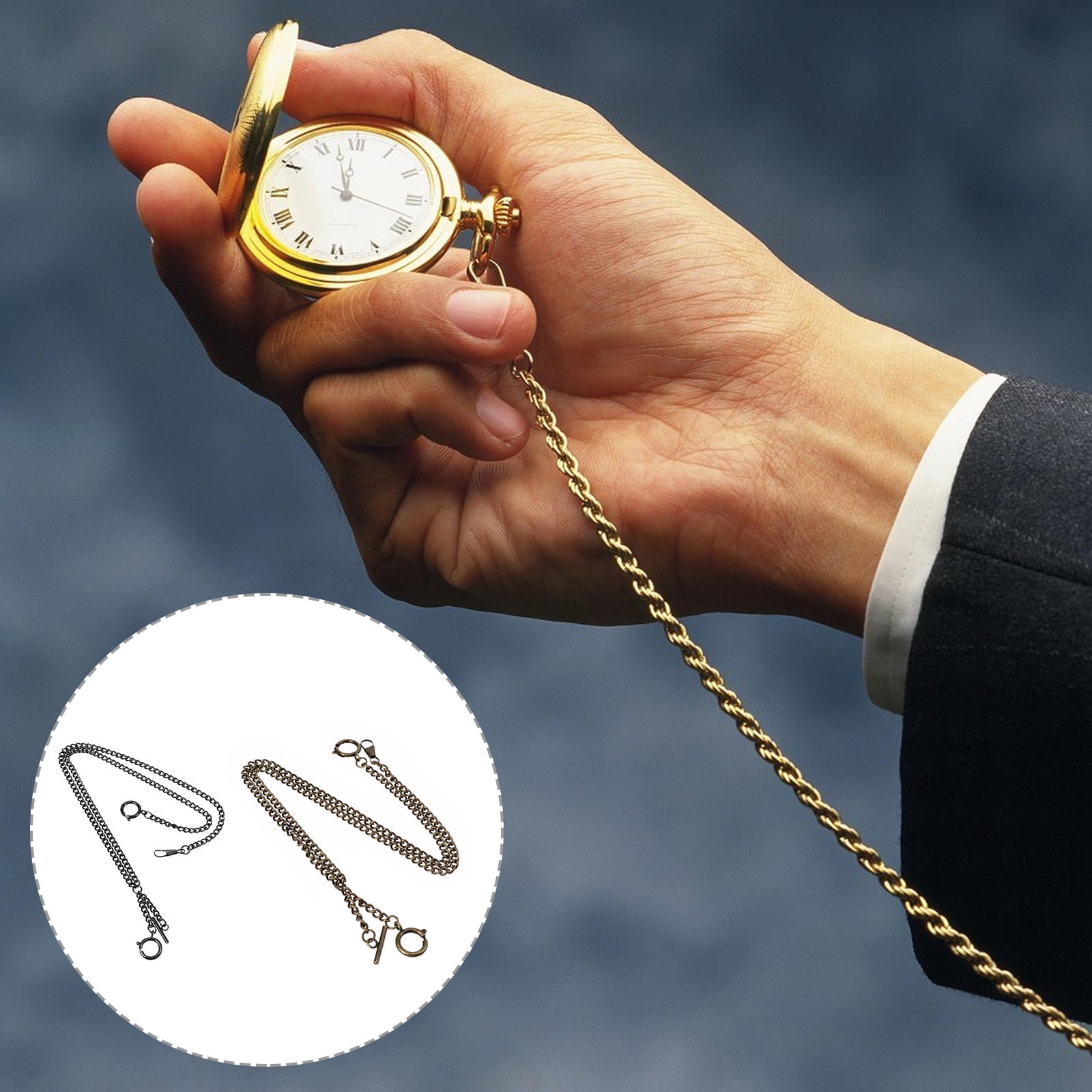 MLINS 2 Pcs 44cm Pocket Watch Chains Metal Pocket Watch Chains Creative ...