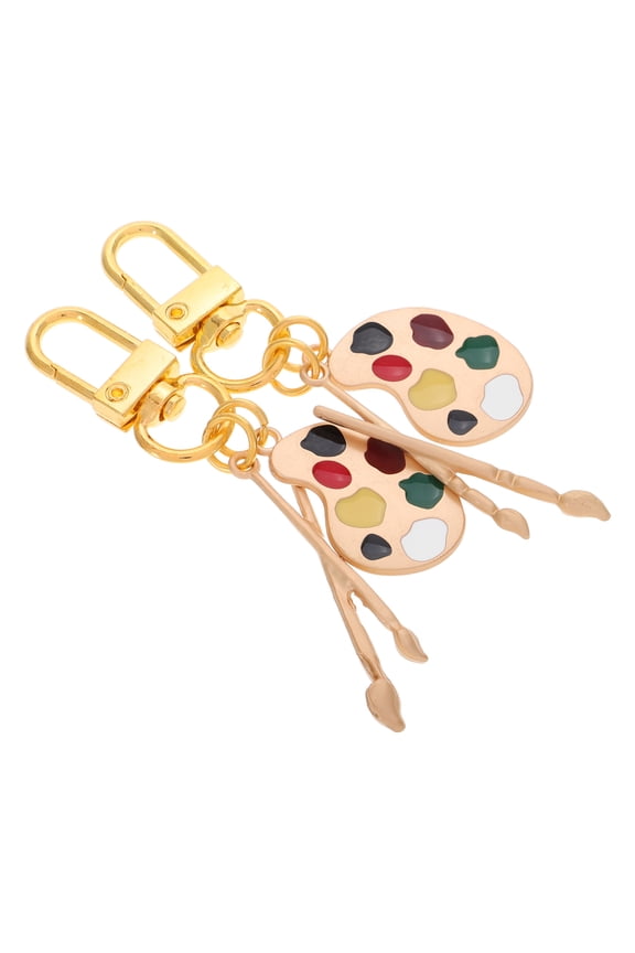 2 Pcs Artist Paint Palette Key Ring Decorative Painting Keychain