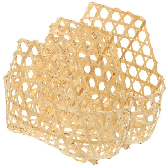 MLINS 2 Pcs Bin Bamboo Basket Odorless Basket Man 22x10.5x16cm Khaki