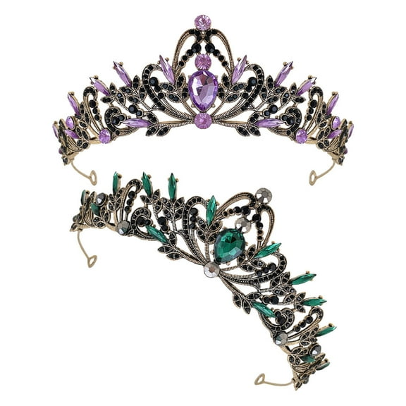 MLINS 2 Pcs Bridal Headpiece Tiaras for Women Medieval Crown Gothic Bride