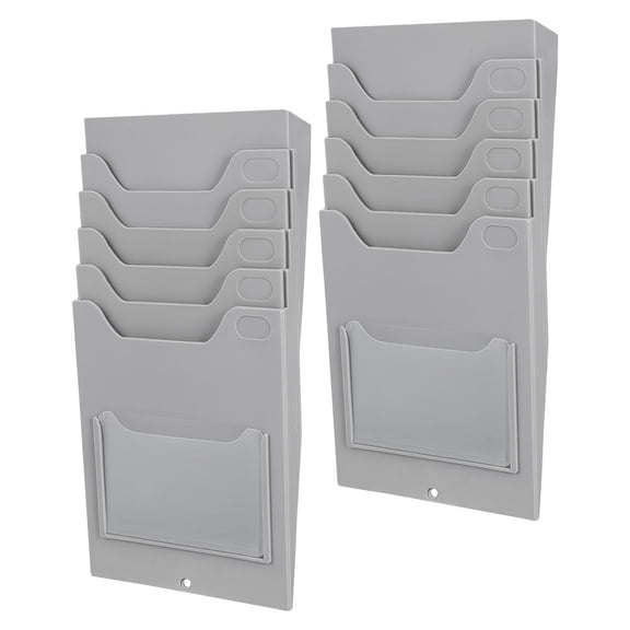MLINS  2 Pcs Business Card Organizer Small Holder Staff Office Grey