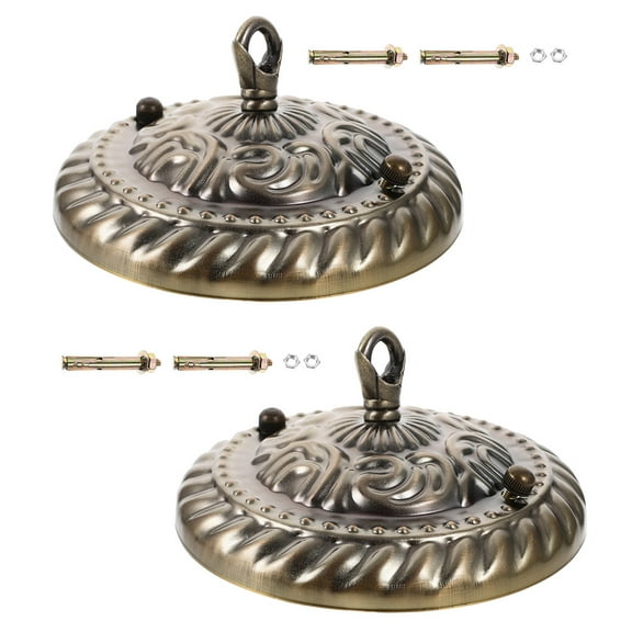 MLINS Vintage Ceiling Light Plate Canopy with Hooks Decorative Chandelier Cover Plate for Home 2 Pieces