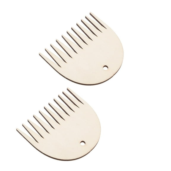 YUYUETIME Yarn Weaving Tool Sawtooth Combs Light Brown 2Pcs 3.1X2.8in