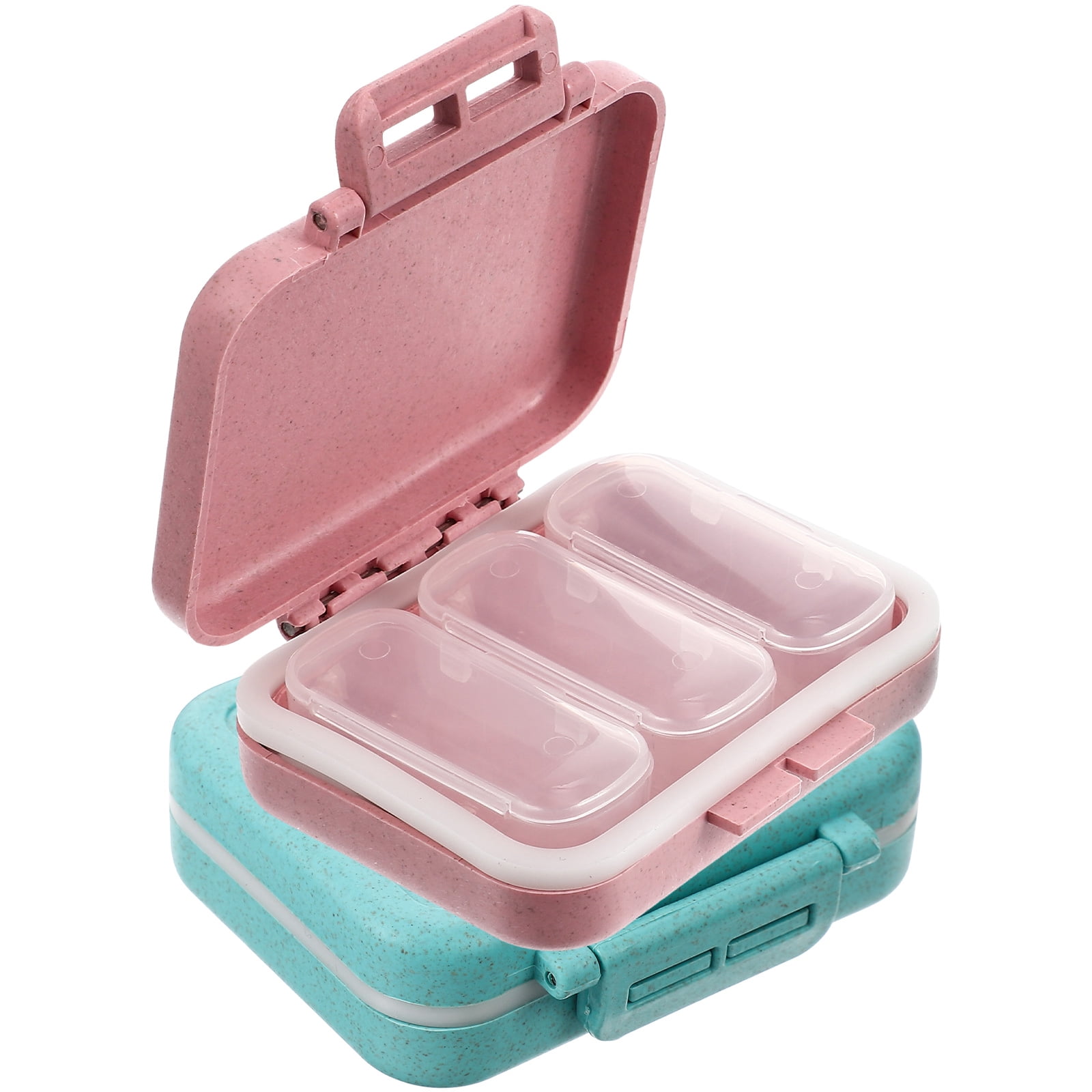 MLINS 2 Pcs Compartment Cute Pill Organizer Storage Box Medicinal Pads ...