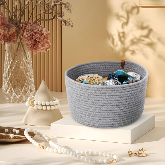 DINHEAROM Woven Grey Cotton Rope 2Pcs Homeowners Parents