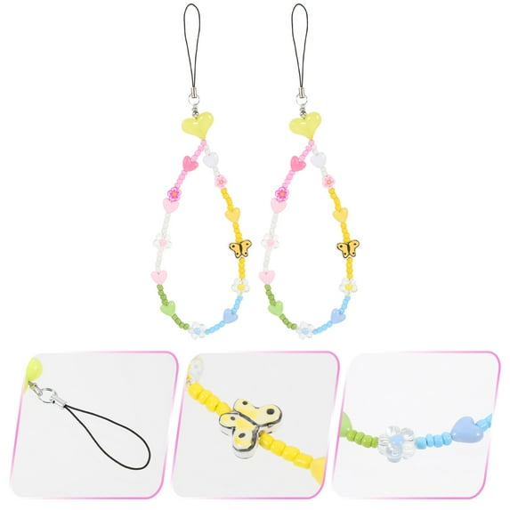 MLINS 2 Pcs Cute Lanyard Mobile Phone Chain Keychain Pendants Miss 16x2cm