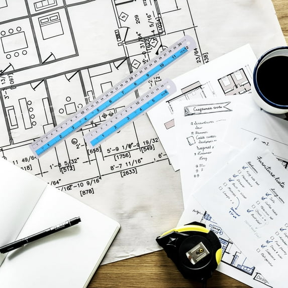 MLINS 2 Pcs Drafting Architects Metric to Inch Conversion Ruler Student