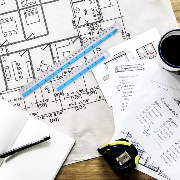 MLINS 2 Pcs Drafting Architects Metric to Inch Conversion Ruler Student
