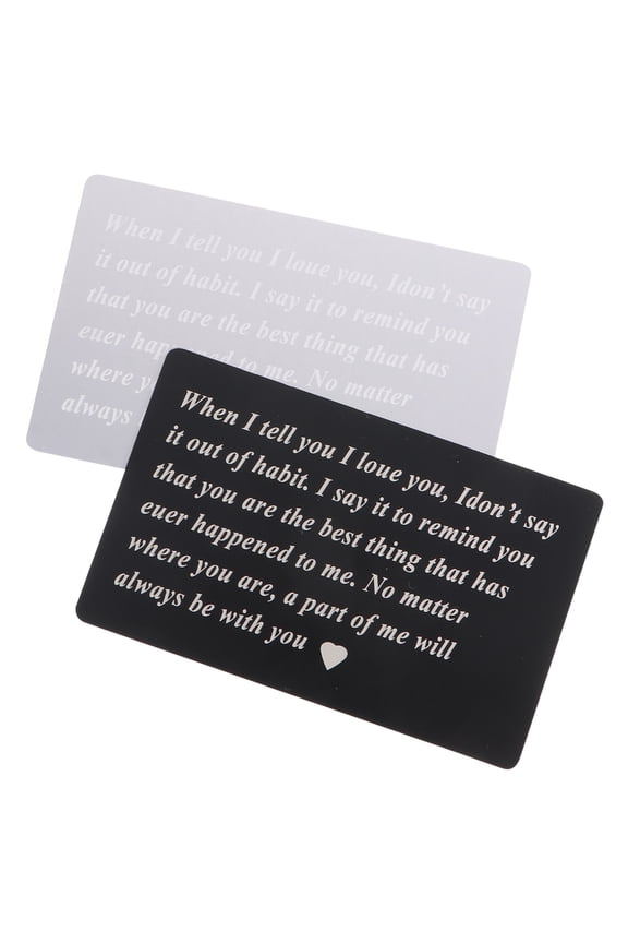 2 Pcs Engraved Purse Card Couples Commemorative Cards Wallet Inserts Lovers Black
