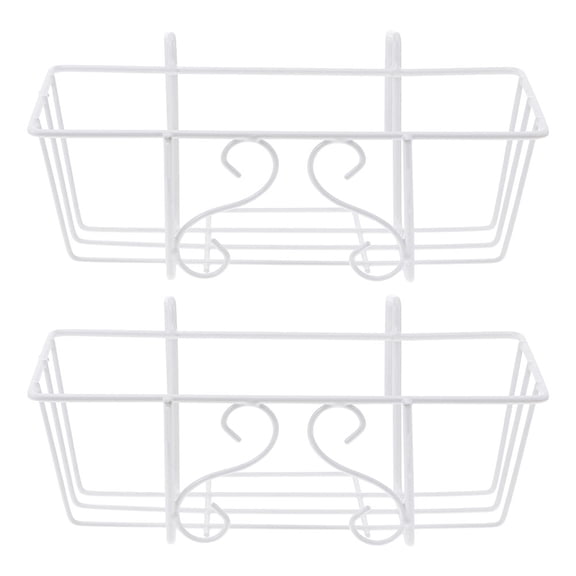 MLINS 2 Pcs Fence Hanger Gardening Flower Rack Hanging Shelf Plants Basket White