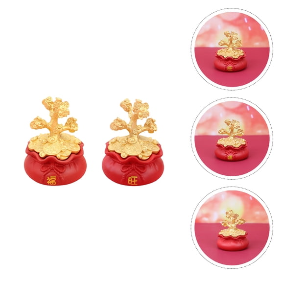 MLINS 2 Pcs Feng Shui Money Tree Lucky Fortune Ornament Decorative Supply