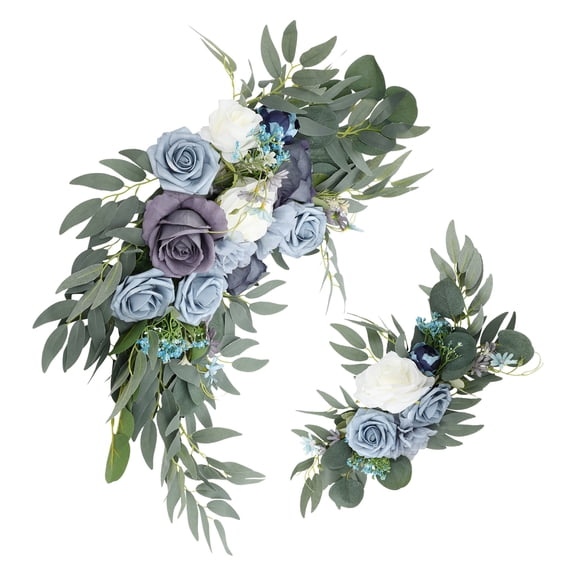 FELTECHELECTR  2Set Blue Wedding Arch Flower Adornment Silk Decor for Valentine's Day