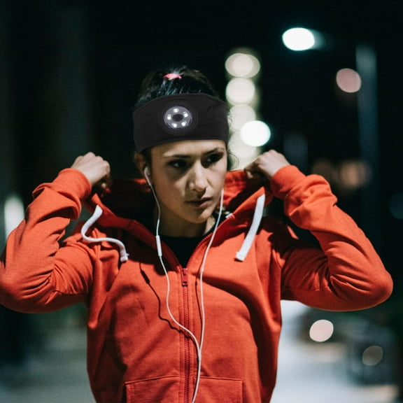 MLINS  2 Pcs Girl Hairbands Elastic Sports Headbands Cooling LED Man Black