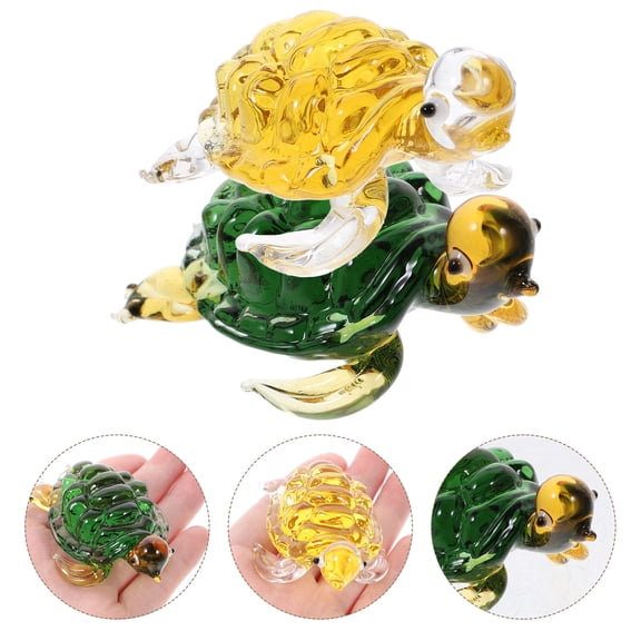MLINS  2 Pcs Glass Tortoise Props Turtle Decor Figurine Ornament Garden
