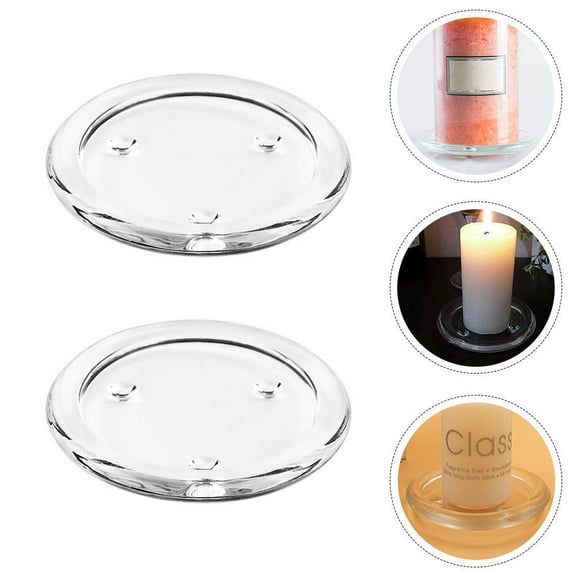 MLINS 2 Pcs Glass Tray Large Candle Plates Centerpieces for Tables Home Decor