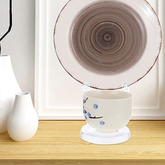 MLINS  2 Pcs Goblet and Saucer Rack Stands for Plates Display Travel Transparent