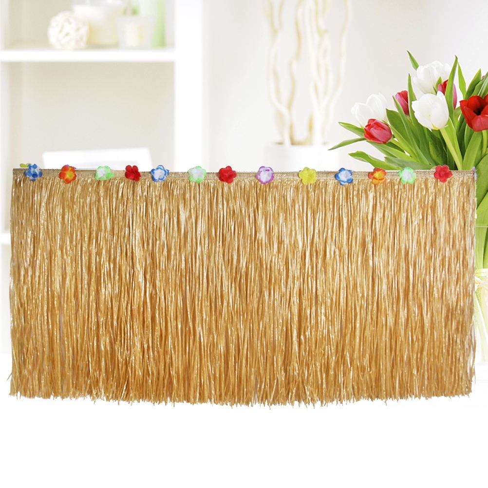 MLINS 2 Pcs Grass Desk Skirt Table Fringe Luau Party Decoration Banquet