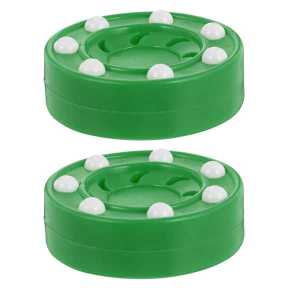YUYUETIME 2Pcs Green Reusable Plastic Hockey Pucks for Ice Hockey Training and Sports Practice