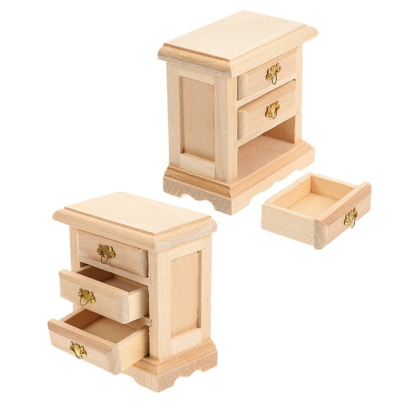 MLINS 2 Pcs House Bedside Table Model 5.50X5.50X3.50CM Khaki