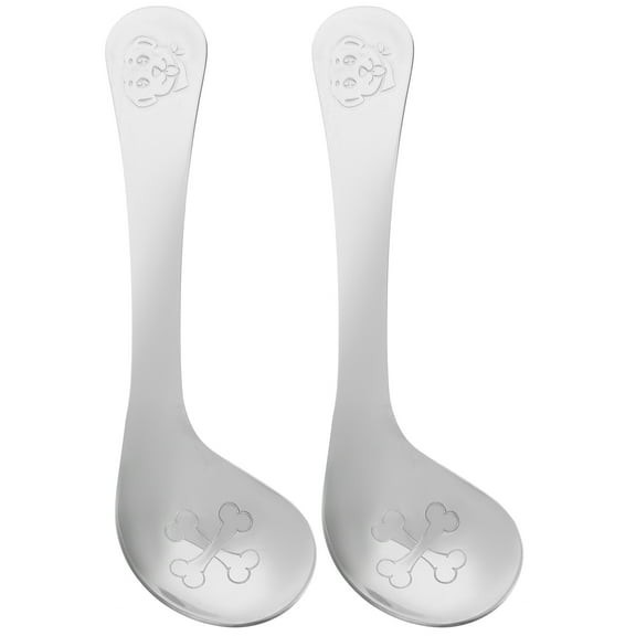 MLINS Stainless Steel Baby Spoon for Home Use Angled Infant Utensils 2Pcs Silver