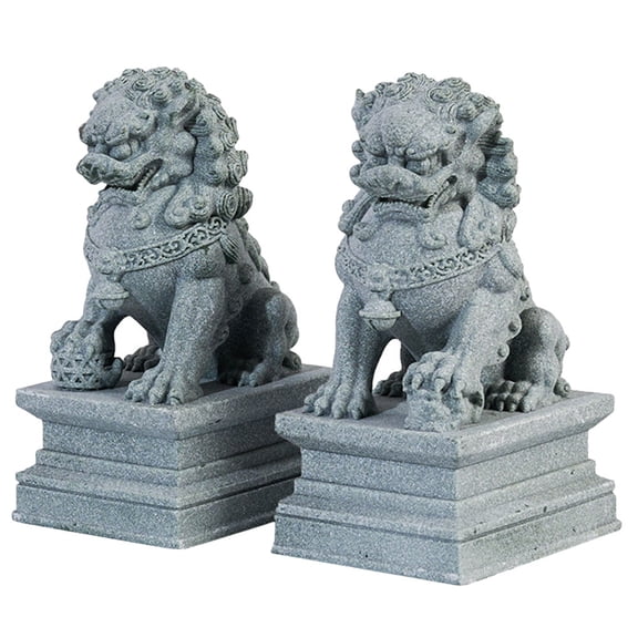 MLINS  2 Pcs Lion Tabletop Ornament Statue Decor Sculptures Room Office Grey
