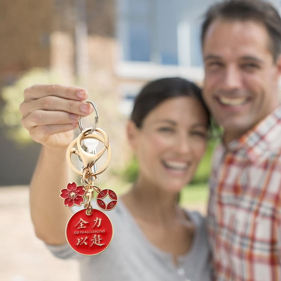 MLINS 2 Pcs Lunar New Year Gifts Text Keychain Holiday Gift Miss 7X4.5X0.3cm