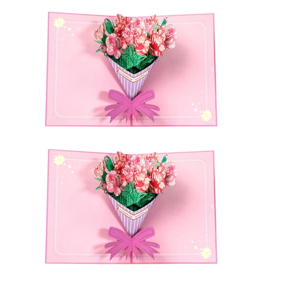MLINS  2 Pcs Mothers Day Greeting Card 3d Flower Carnation