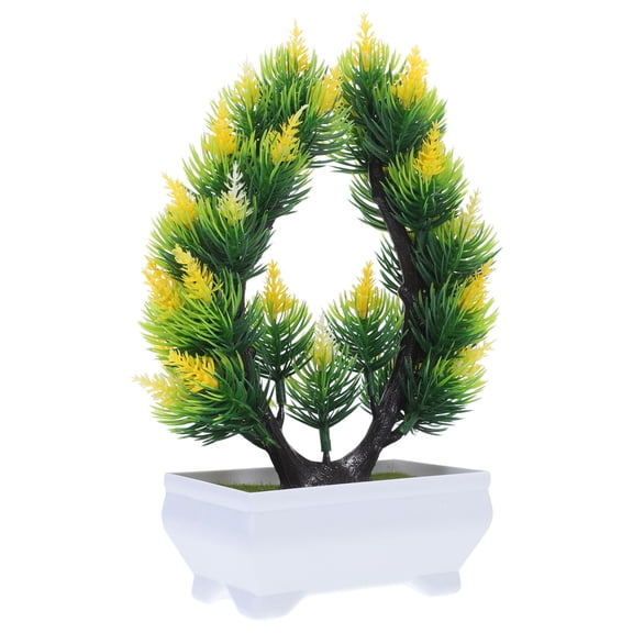 FOMIYES Elegant Artificial Bonsai Tree Yellow 2Pcs 8.7X4.7X2.4In