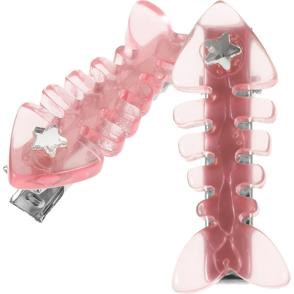 MLINS  2 Pcs Pink Fish Hair Clips Fishbone Hairpin Baby Miss