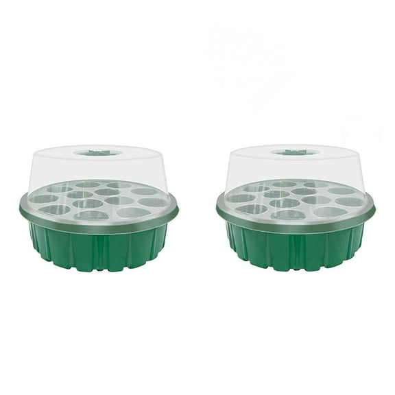 MLINS 2 Pcs Planting Container Gardening Sprouting Case Flat Cultivator Hole Green