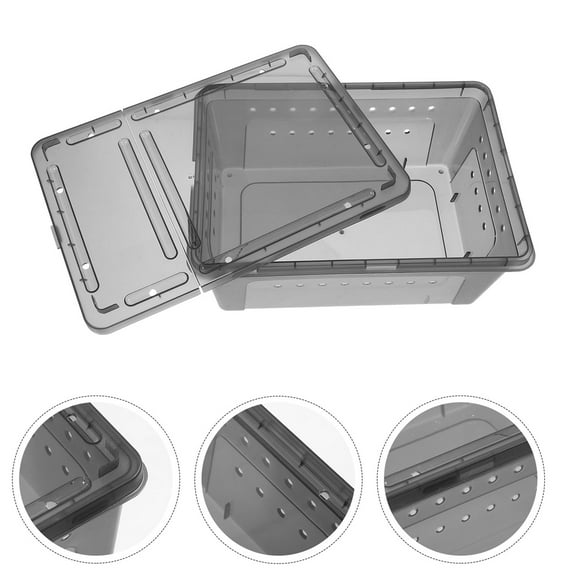 MLINS  2 Pcs Reptile Breeding Case Creative Feed Bin Enclosure Habitat Baby Grey