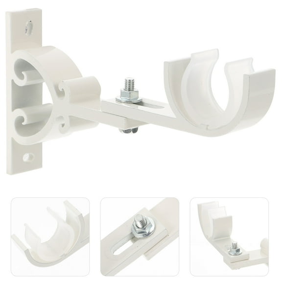 DINHEAROM Curtain Rod Holders for Wall Heavy Duty Aluminum Alloy 2Pcs White