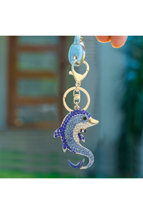 2 Pcs Sea Animal Keychain Dolphin Keychains Lovers Sky-blue