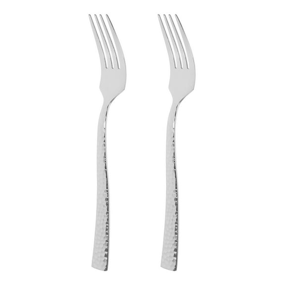 MLINS 2 Pcs Small Salad Forks 5-piece Tableware Turner Vent Silver