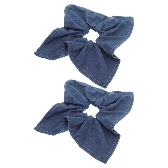 MLINS  2 Pcs Thick Hair Bands Denim Scrunchies Accessories for Girls Fashion Bridesmaid Blue