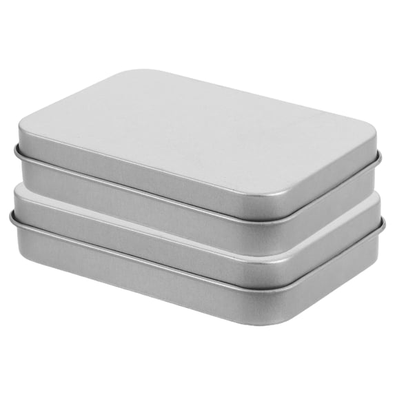 MLINS 2 Pcs Tin Cans with Lids Containers Cosmetic Tape Soft Special Travel Silver