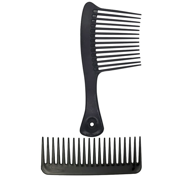 MLINS 2 Pcs Wavy Wide Tooth Comb Set Ergonomic Comb Women's Woman 21x9.2cm Black