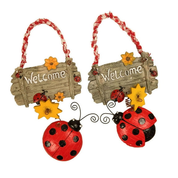 MLINS  2 Pcs Welcome Seven Star Ladybug Tag Rustic Door Sign Attractive Decoration