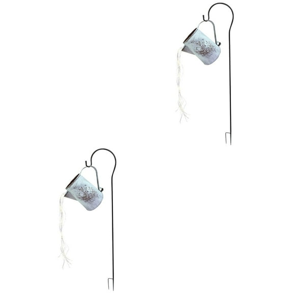 MLINS 2 Sets Chic Shower Garden Lamp Outdoor Decorative Light with Shepherd Hook