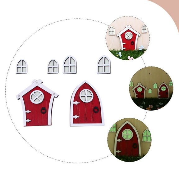 MLINS 2 Sets Fairy Door Indoor Decoration Elf and Window