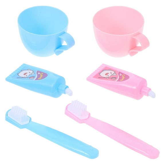 MLINS  2 Sets Miniature Dollhouse Bathtub Toothbrushes Home Plush Toys Child