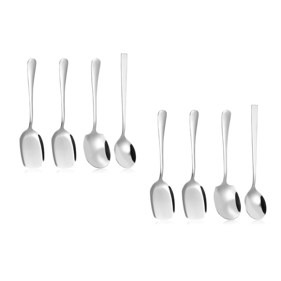 MLINS Hemoton 2 Sets Serving Utensils with Rice Spoons, Large Dinner and Soup Spoons, Handle Kitchen Spoons for Buffet & Party Use