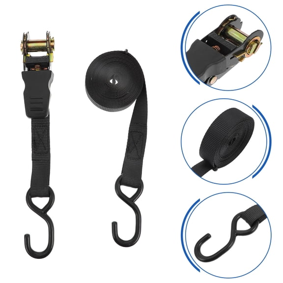 MLINS 2 Sets Tightener Car Luggage Fixing Strap Binding Belt Trunk Black