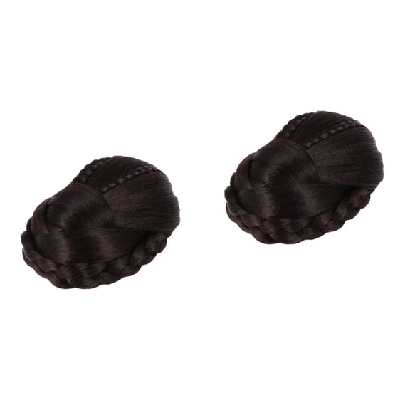 MLINS 2 pcs Braided Chignon Wig Synthetic Fiber Hair Extension Bun Hairpiece for Women Girls (Style 1)