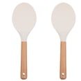 thumbnail image 1 of MLINS 2 pcs  Cooking Spoon Silicone Spoon Rice Soup Spoon Smooth Rice Spoon with Wooden Handle, 1 of 8
