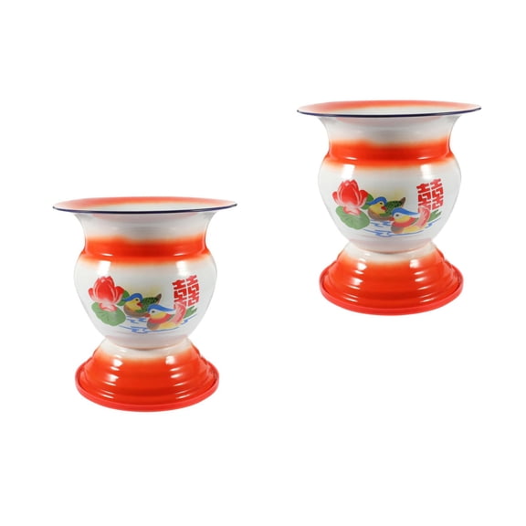 MLINS 2 pcs  Enamel Fruit Storage Basket Kitchen Snacks Storage Holder Storage Basket